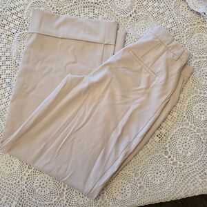 Express Super High Rise Wide Leg Trousers Women’s 8L Beige Tailored Dress Pants
